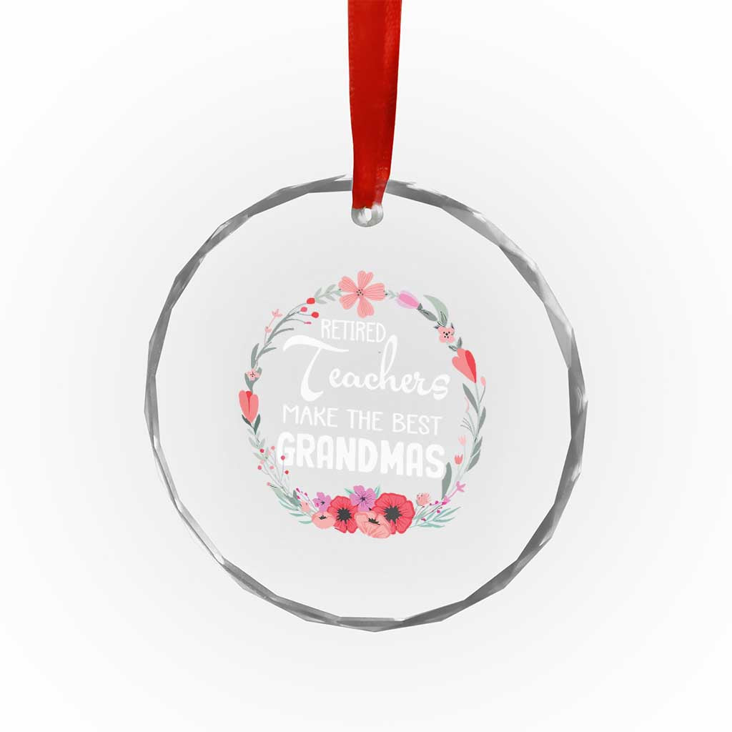 Retired Teacher Crystal Glass Ornament Floral For Grandmas Retirement TS10