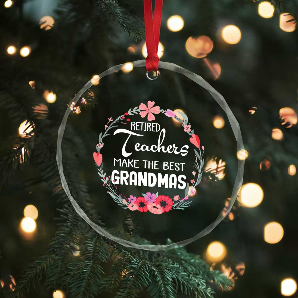 Retired Teacher Crystal Glass Ornament Floral For Grandmas Retirement TS10