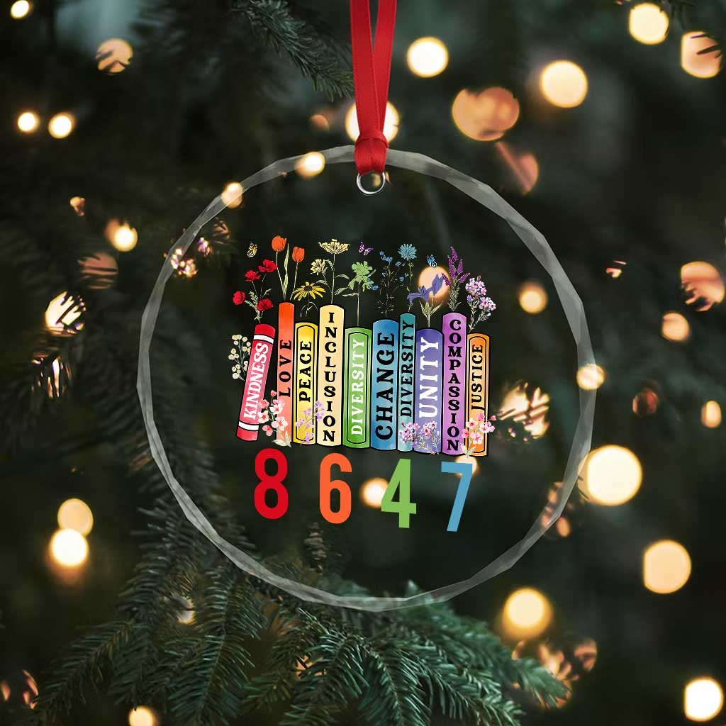 Retro 8647 Crystal Glass Ornament Equal Rights Book Flower Feminist Women Rights TS10