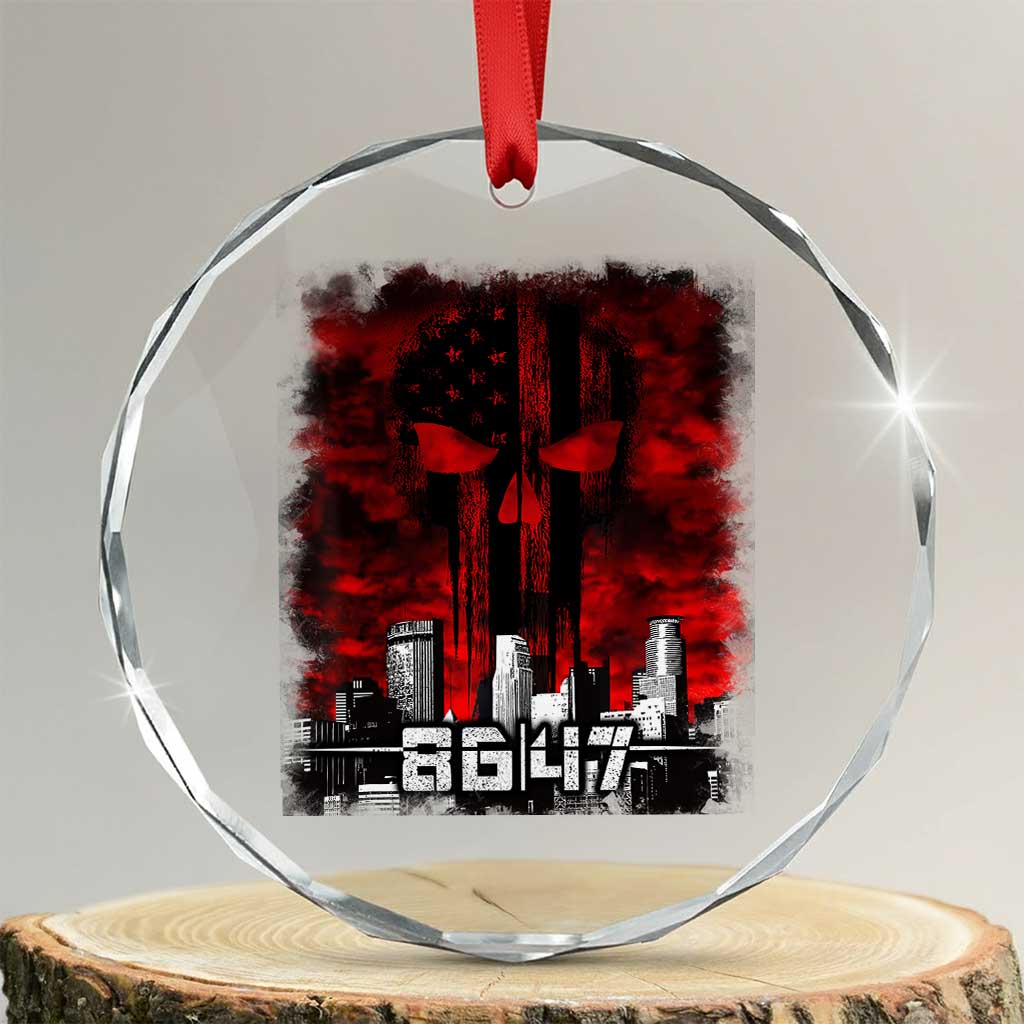 Retro 8647 Crystal Glass Ornament Vintage USA American Flag Skull TS10