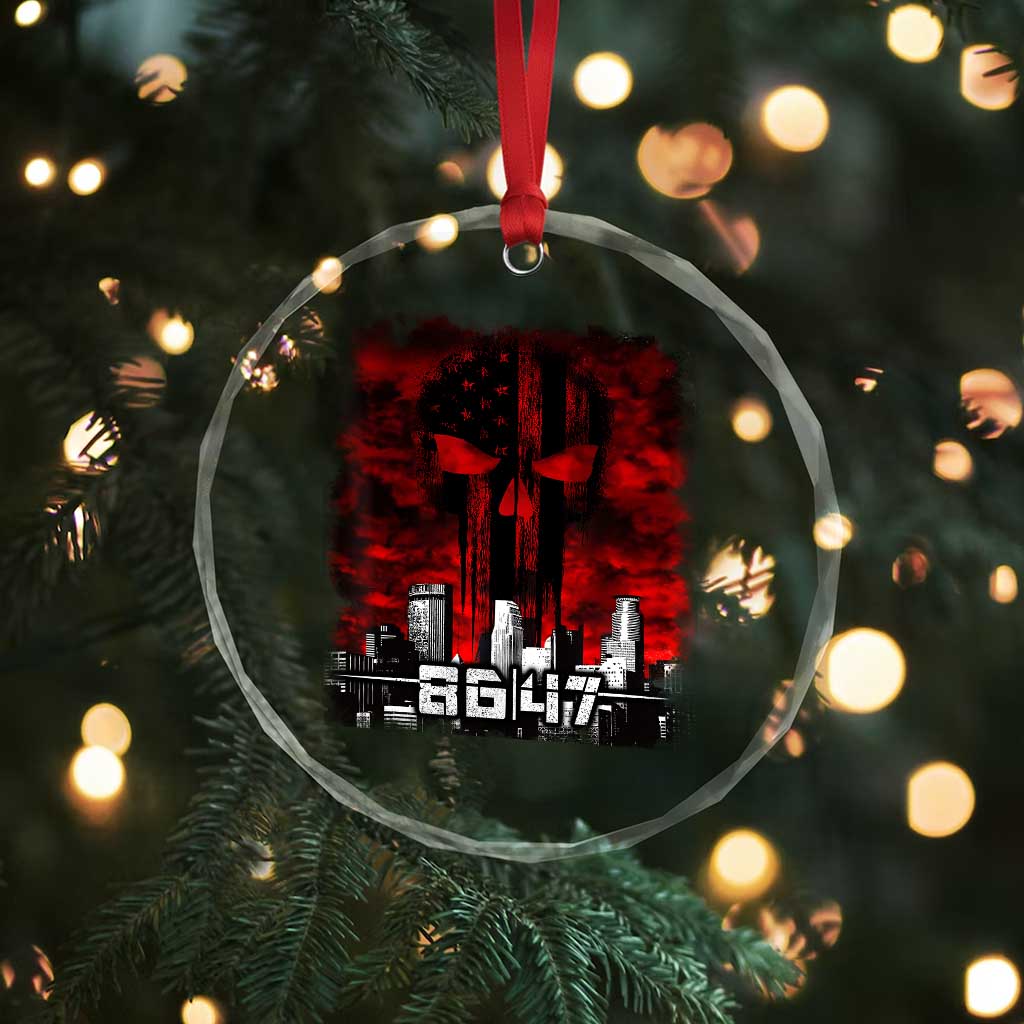 Retro 8647 Crystal Glass Ornament Vintage USA American Flag Skull TS10