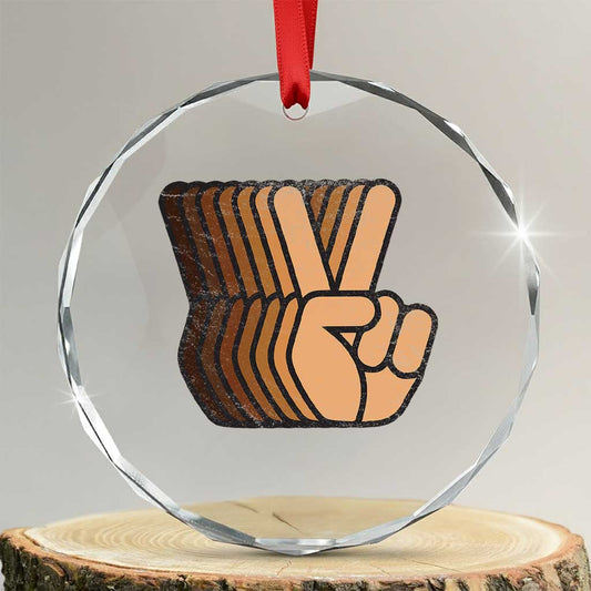 Retro Equality for All Crystal Glass Ornament Peace Sign V Fingers Skin Tone Hands Vintage TS10