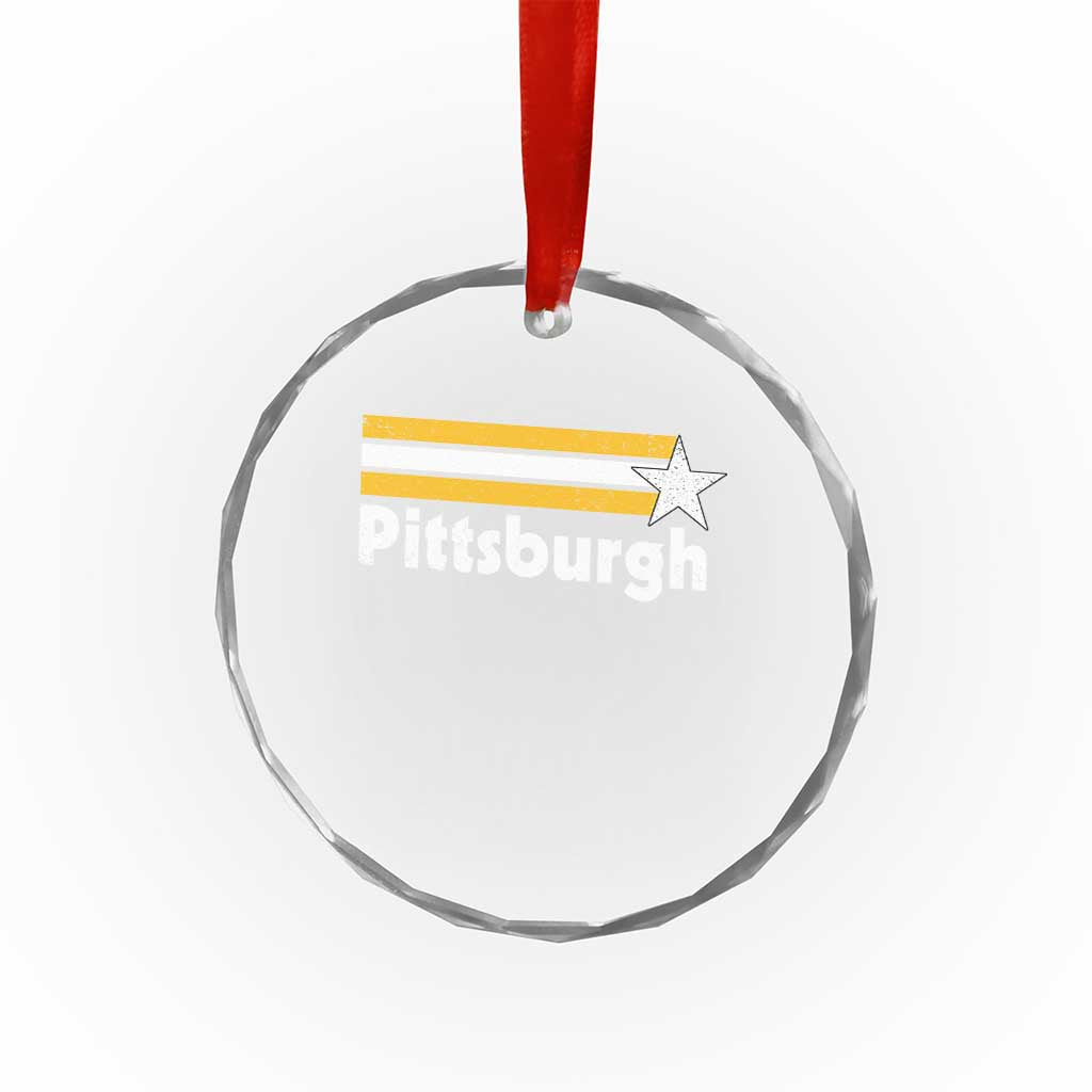 Retro Pittsburgh Crystal Glass Ornament Vintage Pennsylvania Stripes 70s 80s 90s TS10