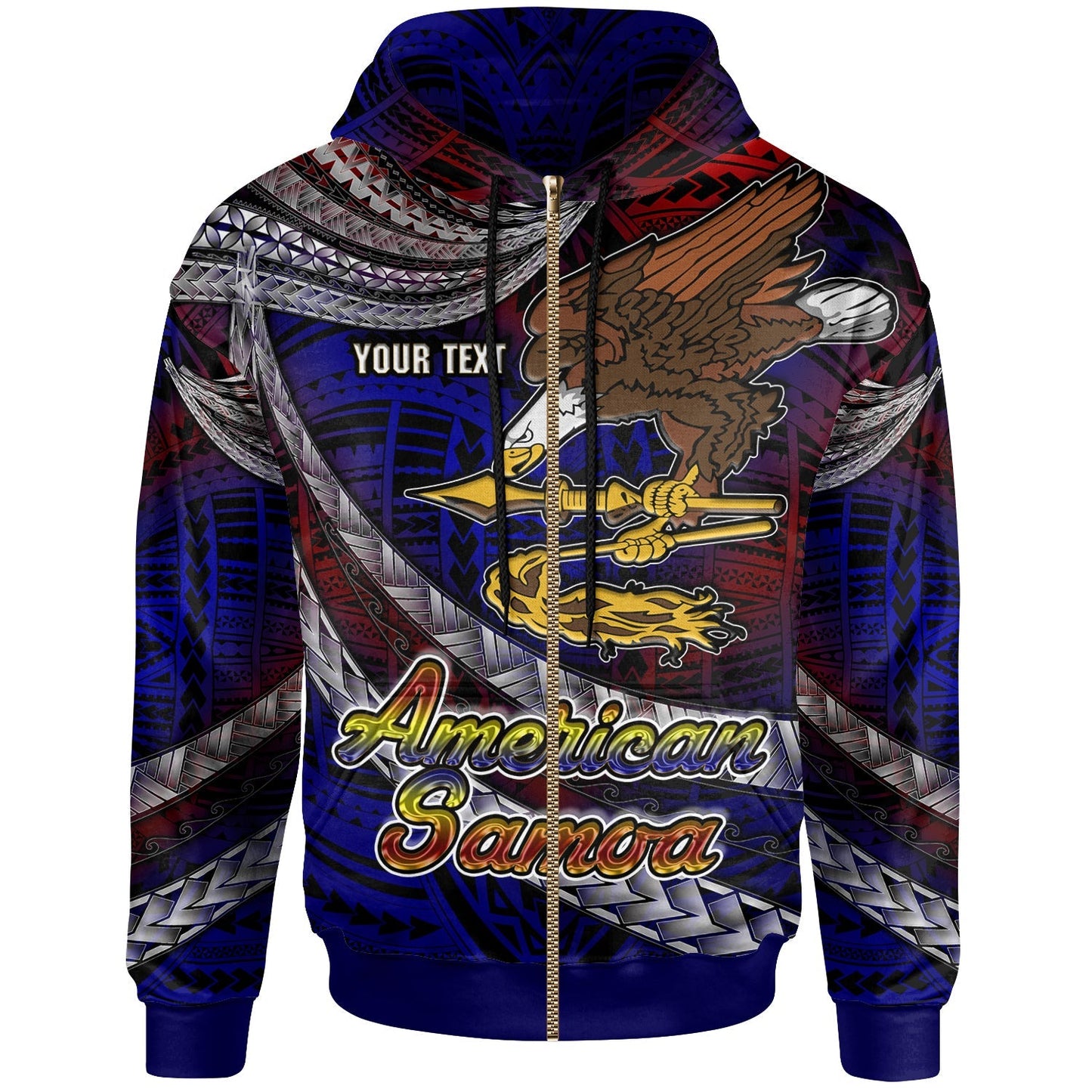 American Samoa Hoodie Custom American Samoa Eagle With Polynesian Patterns Hoodie LT10