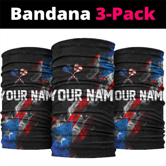 American Flag Smoke Trail Neck Gaiter with Dartboard and Crossed Darts Graphic Design TS04