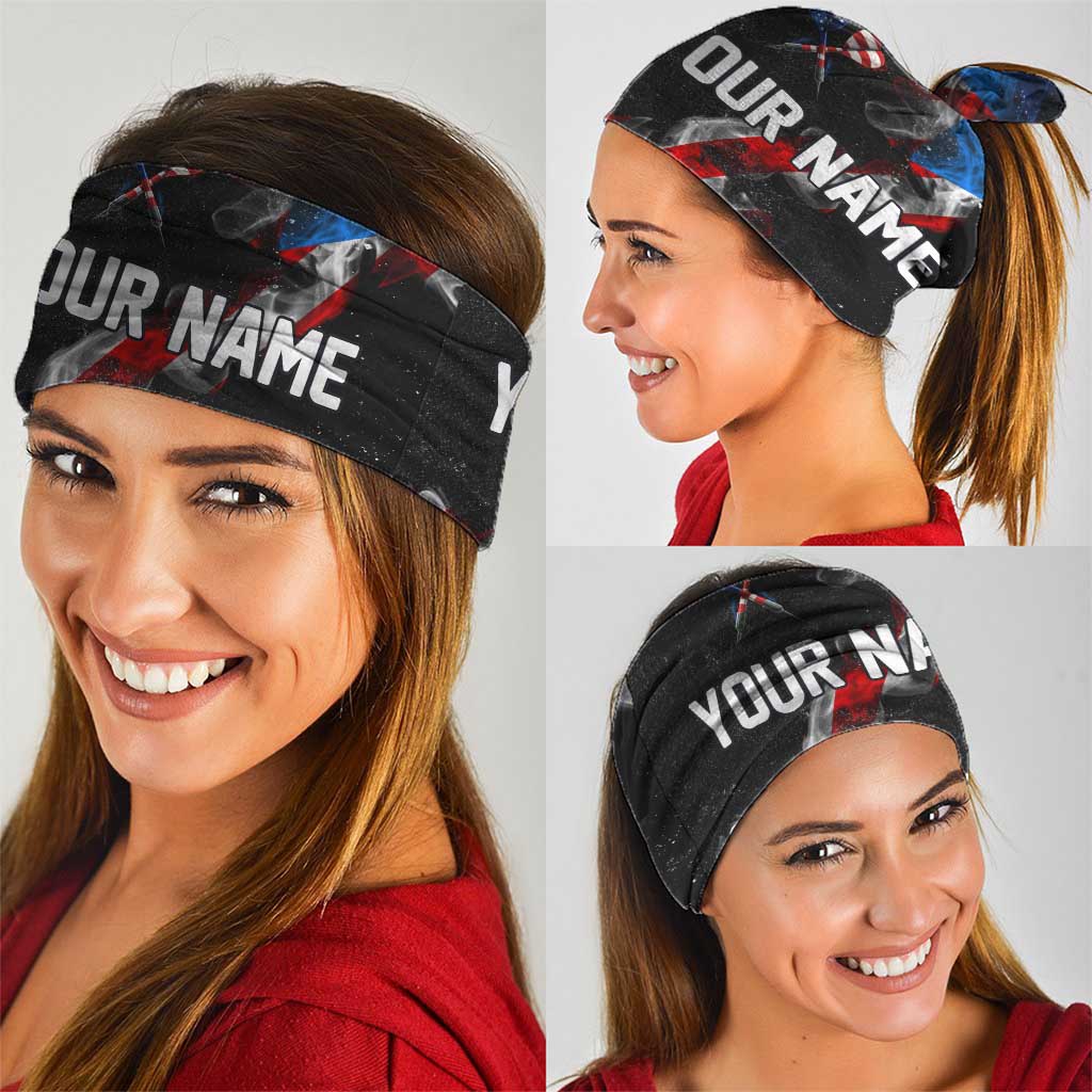 American Flag Smoke Trail Neck Gaiter with Dartboard and Crossed Darts Graphic Design TS04