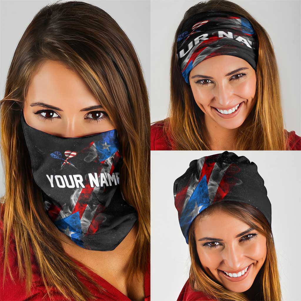 American Flag Smoke Trail Neck Gaiter with Dartboard and Crossed Darts Graphic Design TS04