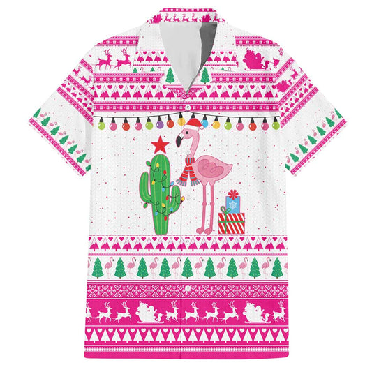 Pink Flamingo Christmas Hawaiian Shirt Xmas Holiday Patterns TS04