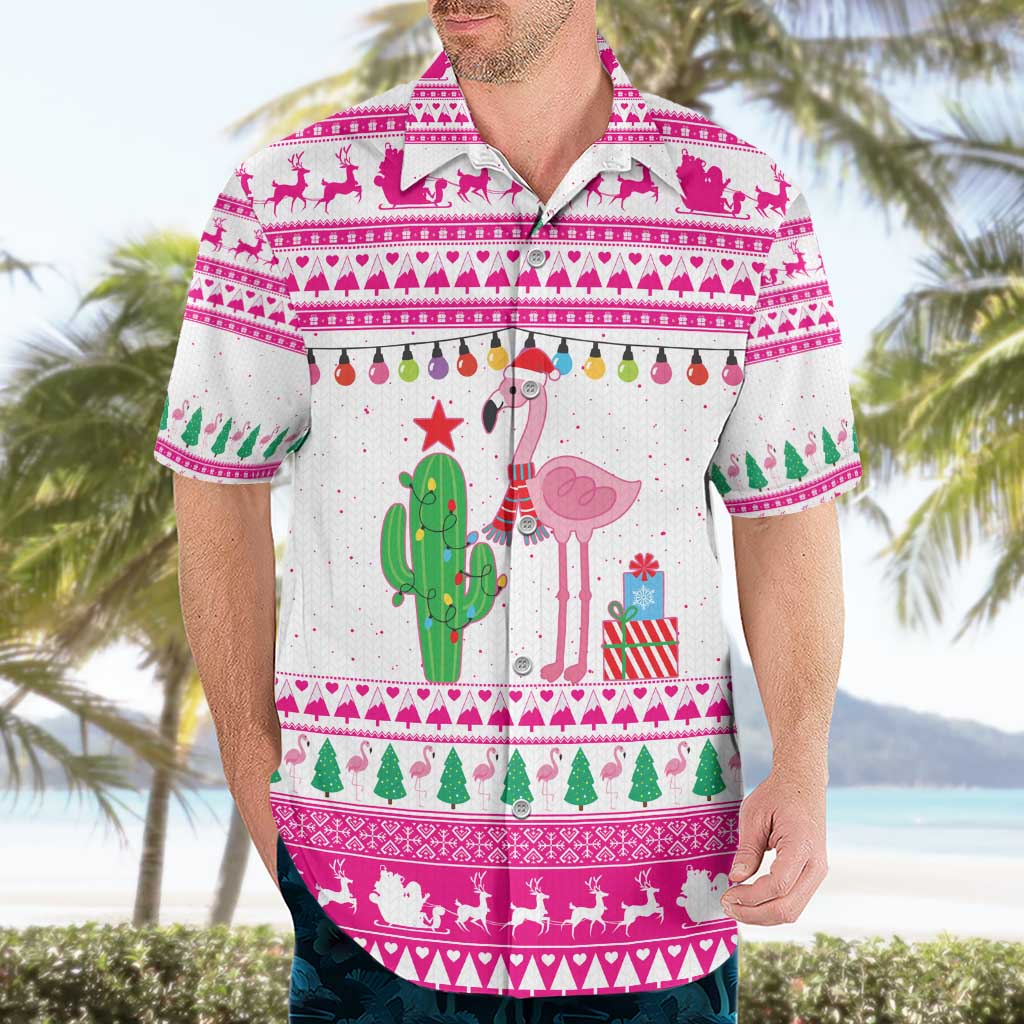 Pink Flamingo Christmas Hawaiian Shirt Xmas Holiday Patterns TS04