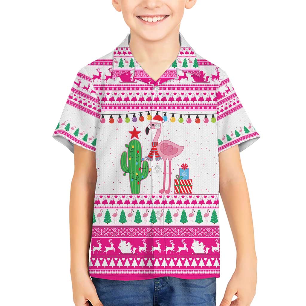 Pink Flamingo Christmas Hawaiian Shirt Xmas Holiday Patterns TS04