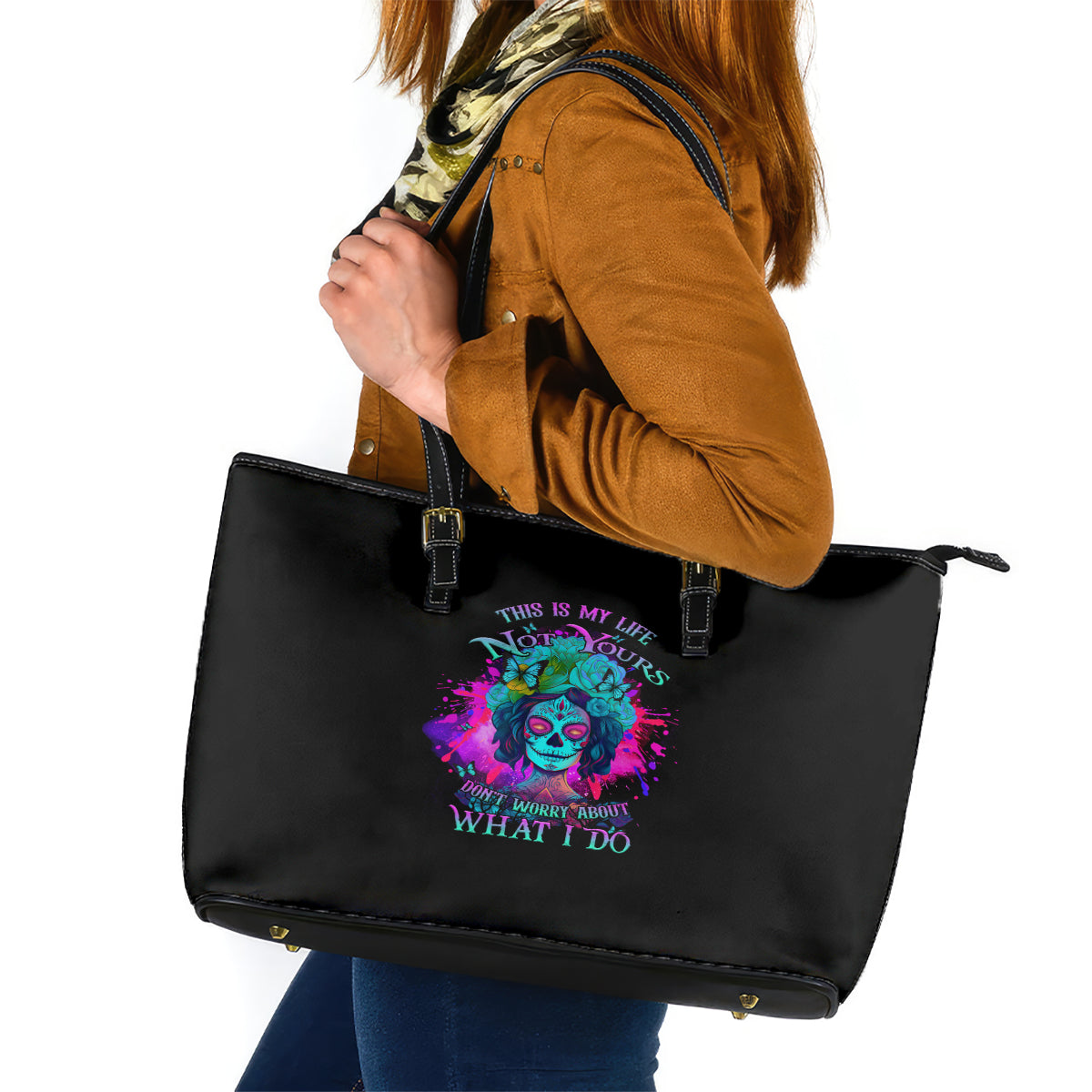 This Is My Life Not Yours Leather Tote Bag TS04