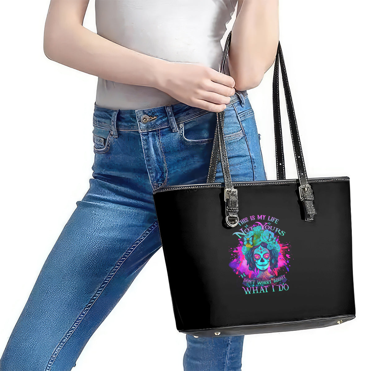 This Is My Life Not Yours Leather Tote Bag TS04
