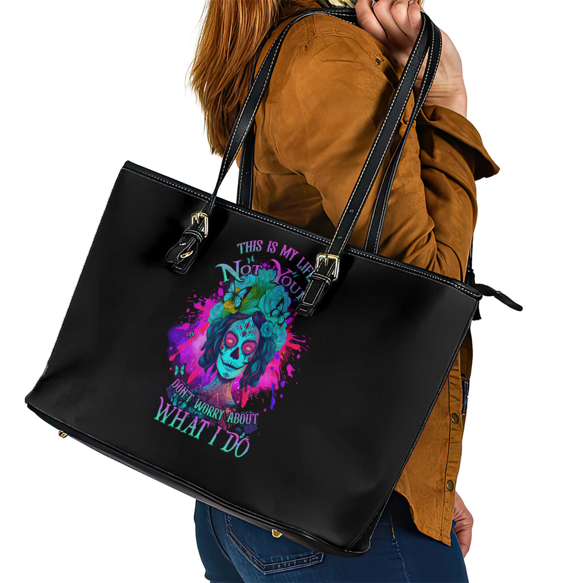 This Is My Life Not Yours Leather Tote Bag TS04