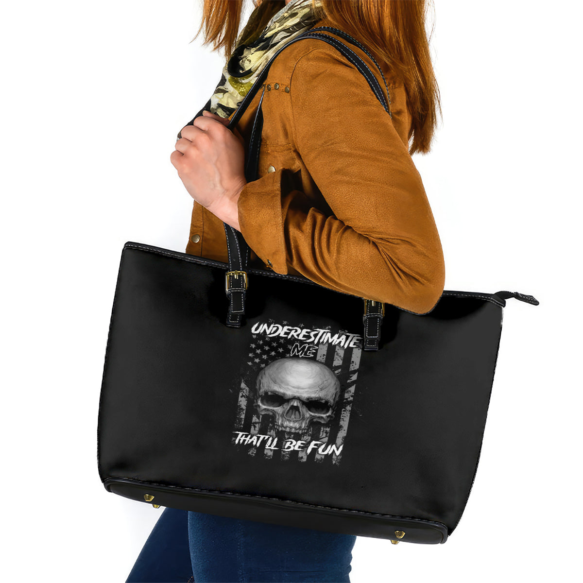 Underestimate Me That'll Be Fun Leather Tote Bag TS04