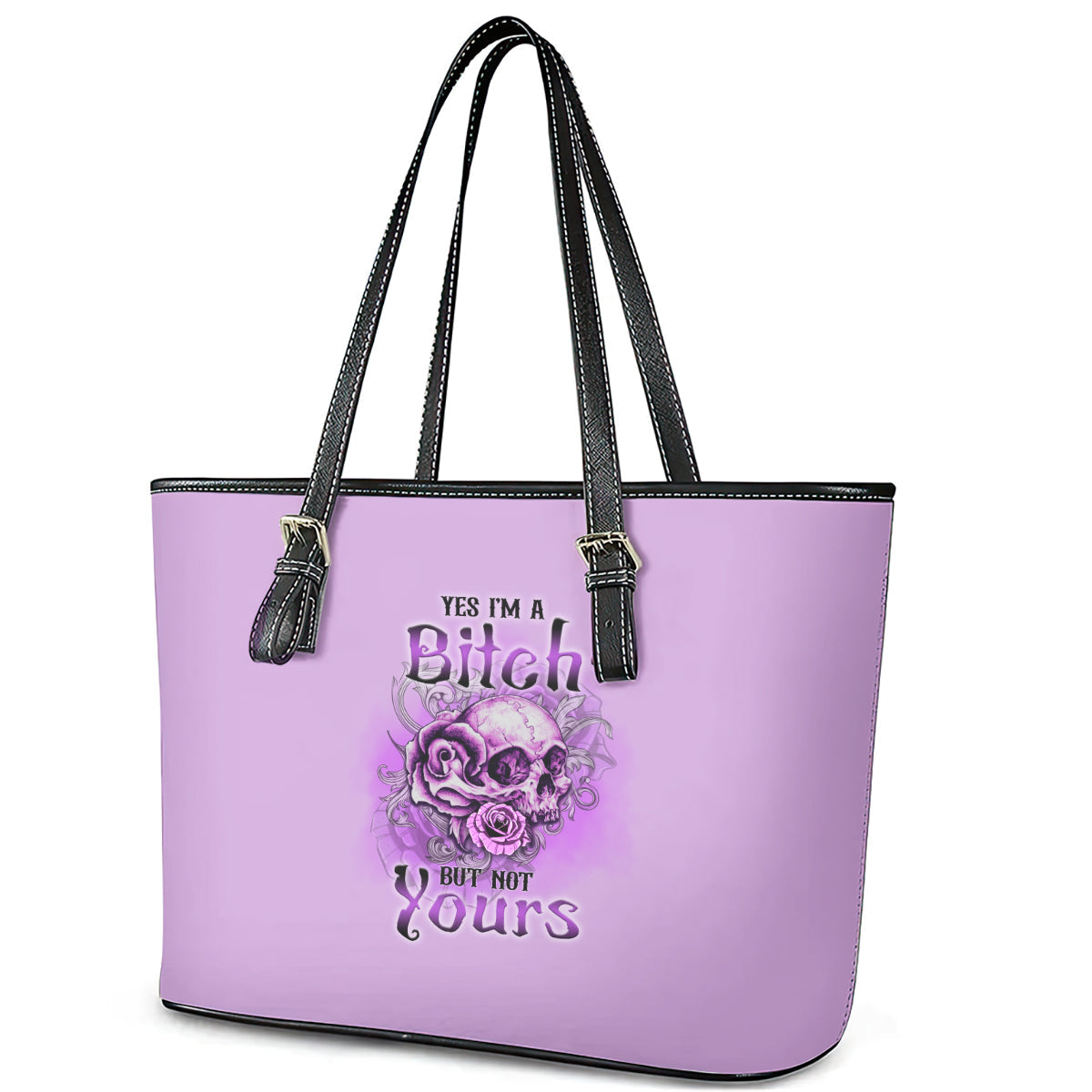 Yes I'm A B But Not Yours Purple Leather Tote Bag TS04