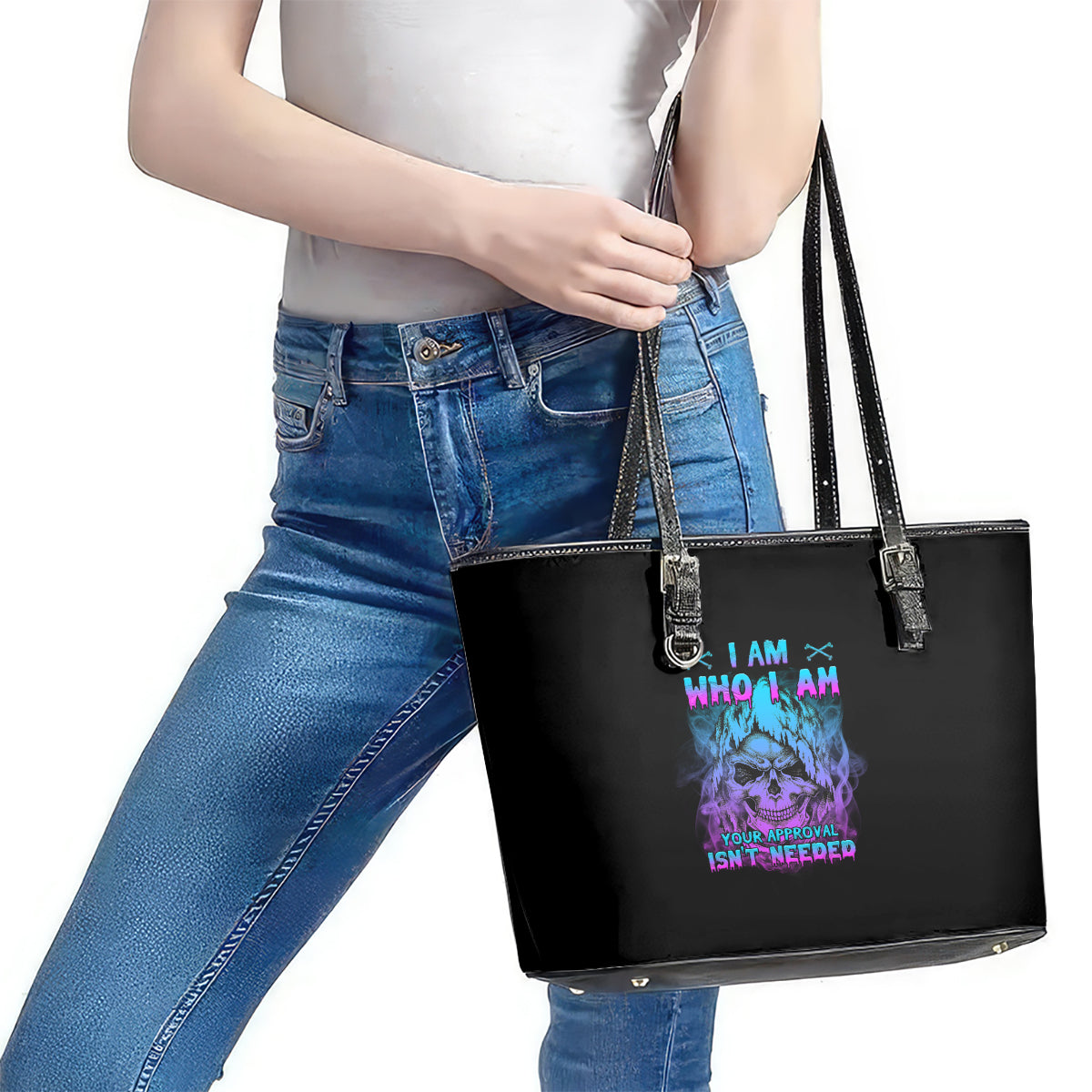 I Am Who I Am Your Approval Isn't Needed Leather Tote Bag TS04