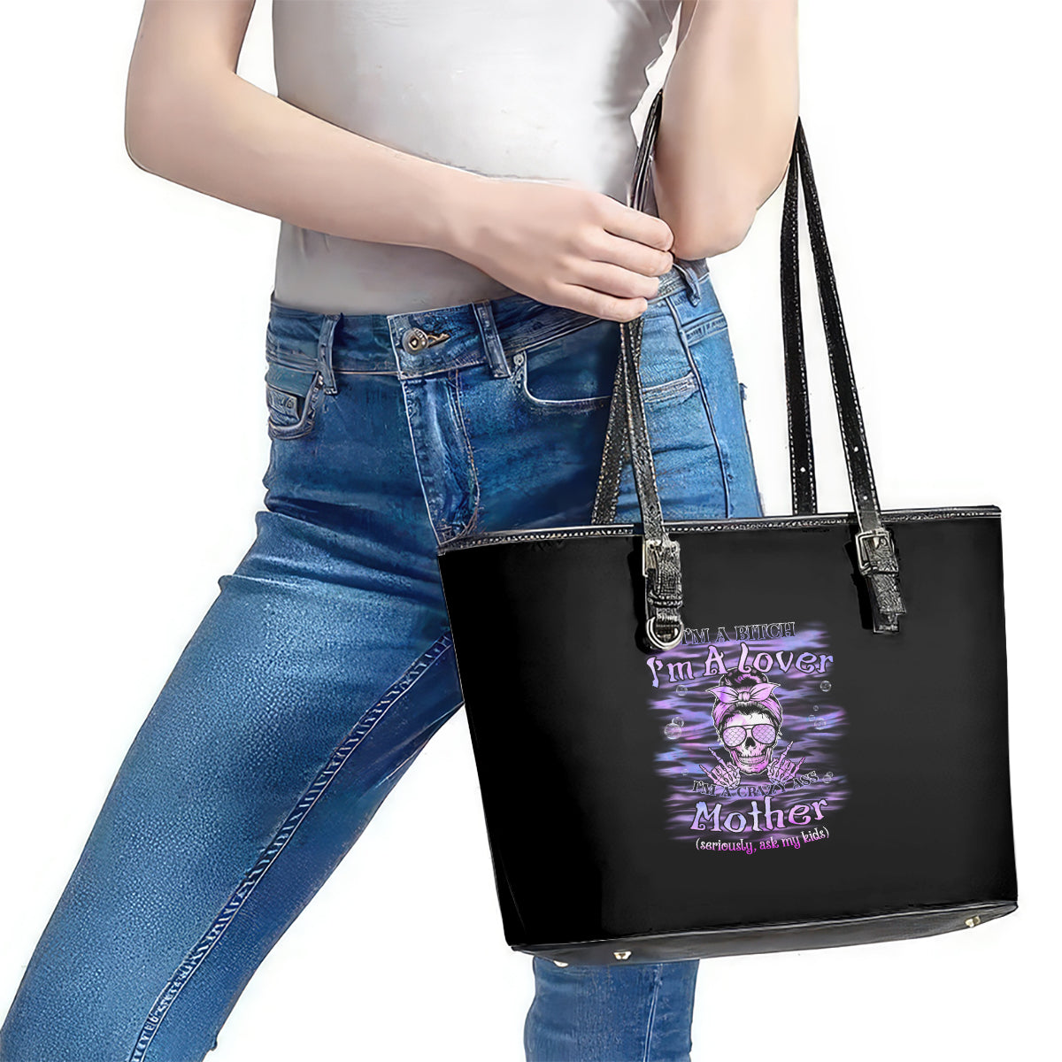 I'm A B I'm A Lover I'm A Crazy Mother Leather Tote Bag TS04