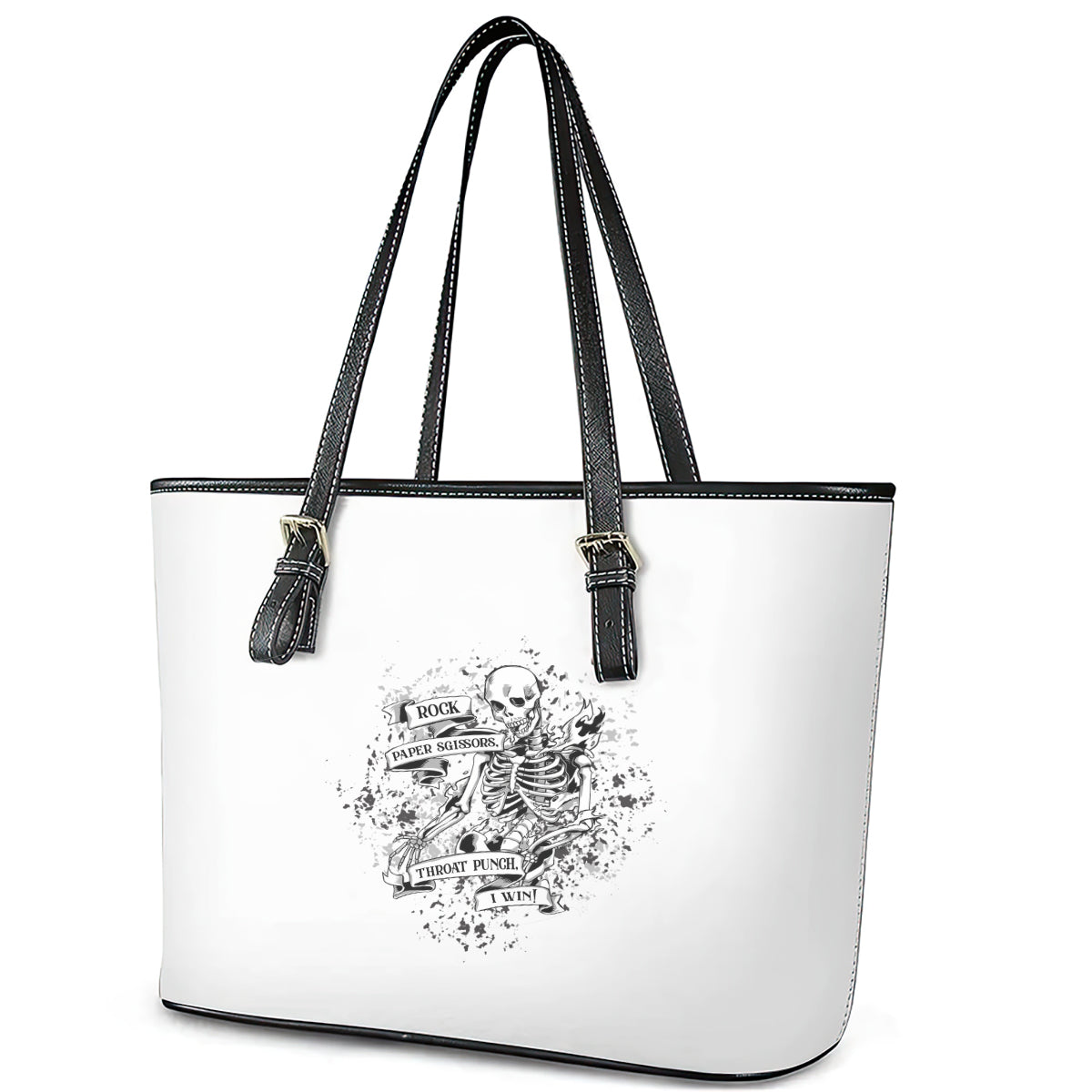 Rock Paper, Sgissors Throat Pungh I Win Leather Tote Bag TS04