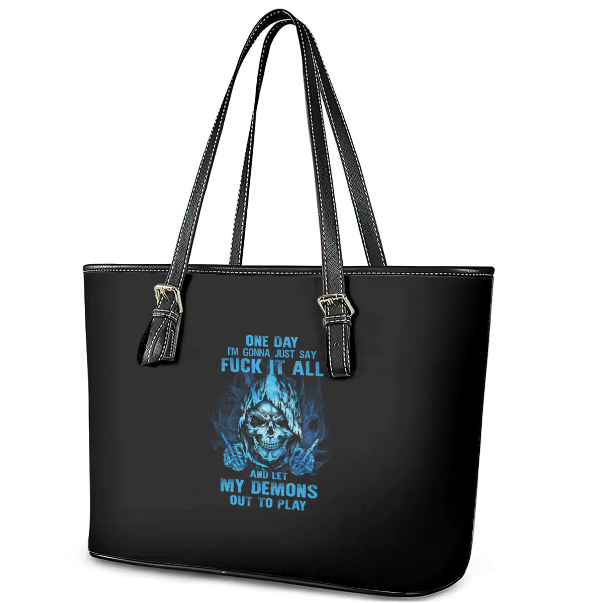 My Demons Out To Play Skull Leather Tote Bag TS04