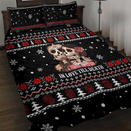 Skull Couple Christmas Quilt Bed Set Xmas Holiday Patterns TS04