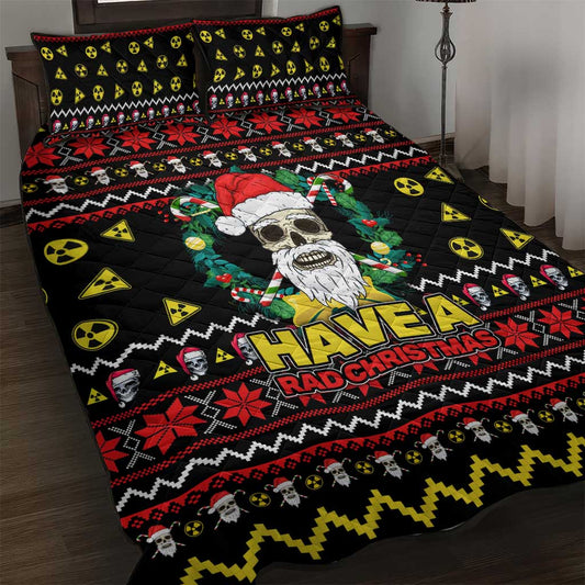 Skull Have A Rad Christmas Quilt Bed Set Xmas Holiday Patterns TS04