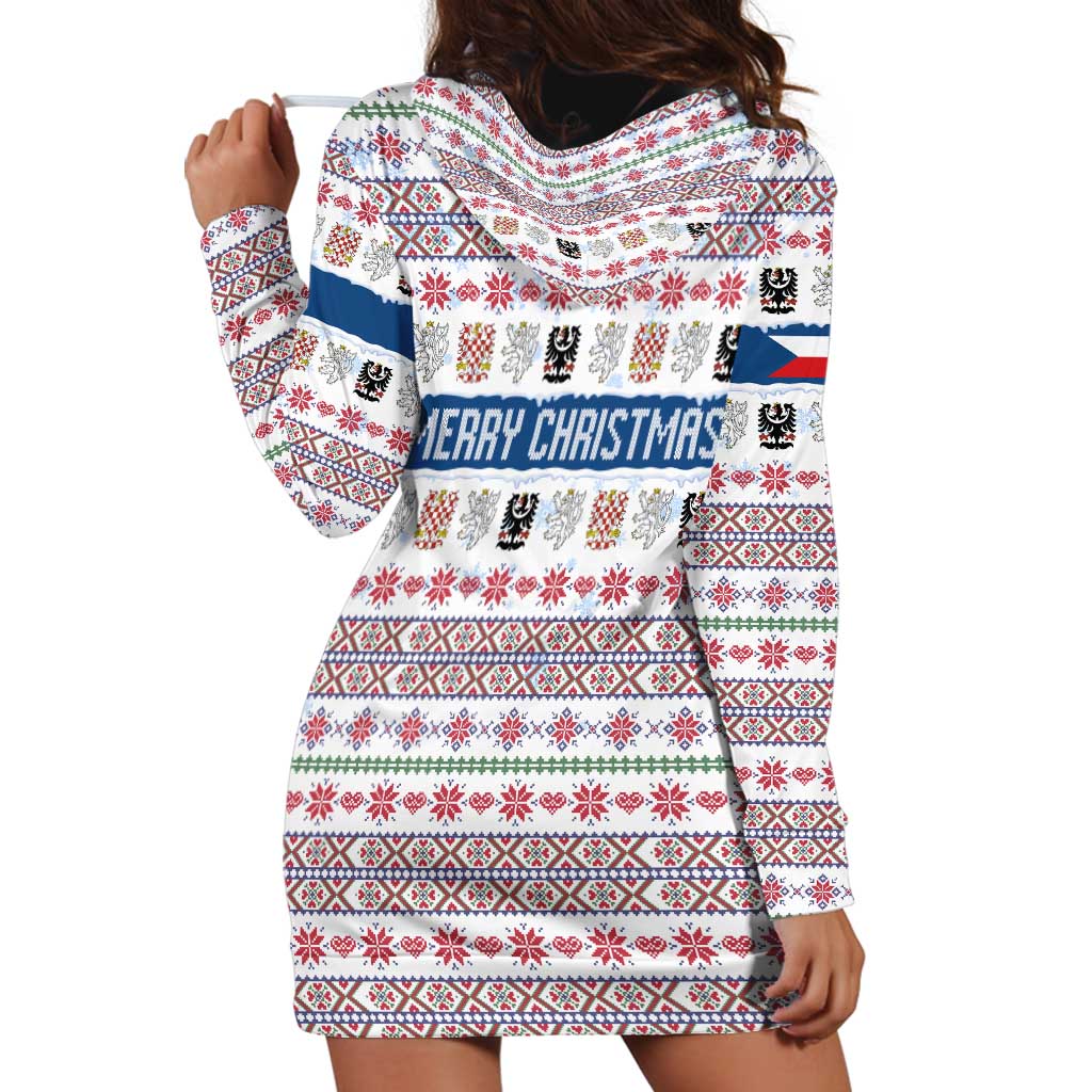 Czech Republic Christmas Hoodie Dress with Folk Embroidery Design, National Coat of Arms, and Festive Motif TS04