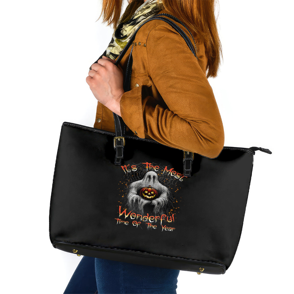 It's The Most Wonderful Time Halloween Leather Tote Bag TS04