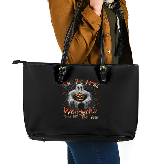 It's The Most Wonderful Time Halloween Leather Tote Bag TS04