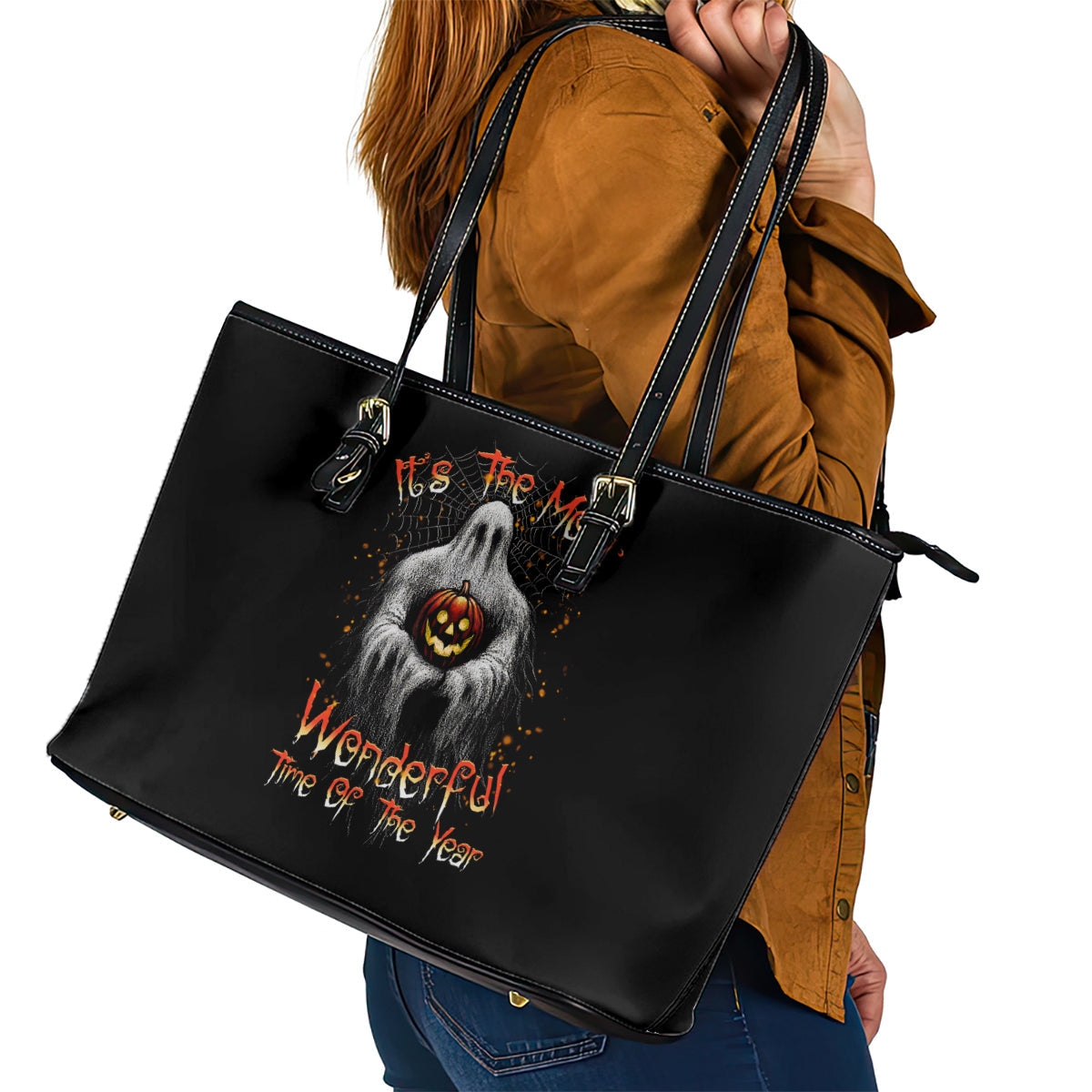 It's The Most Wonderful Time Halloween Leather Tote Bag TS04