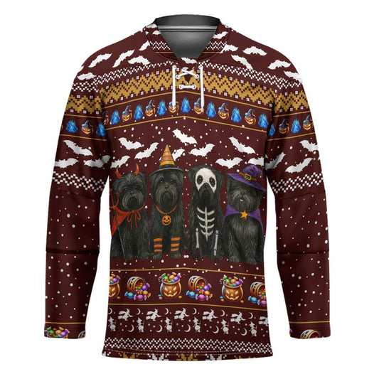 Affenpinscher Dog Halloween Christmas Hockey Jersey Xmas Holiday Patterns TS04