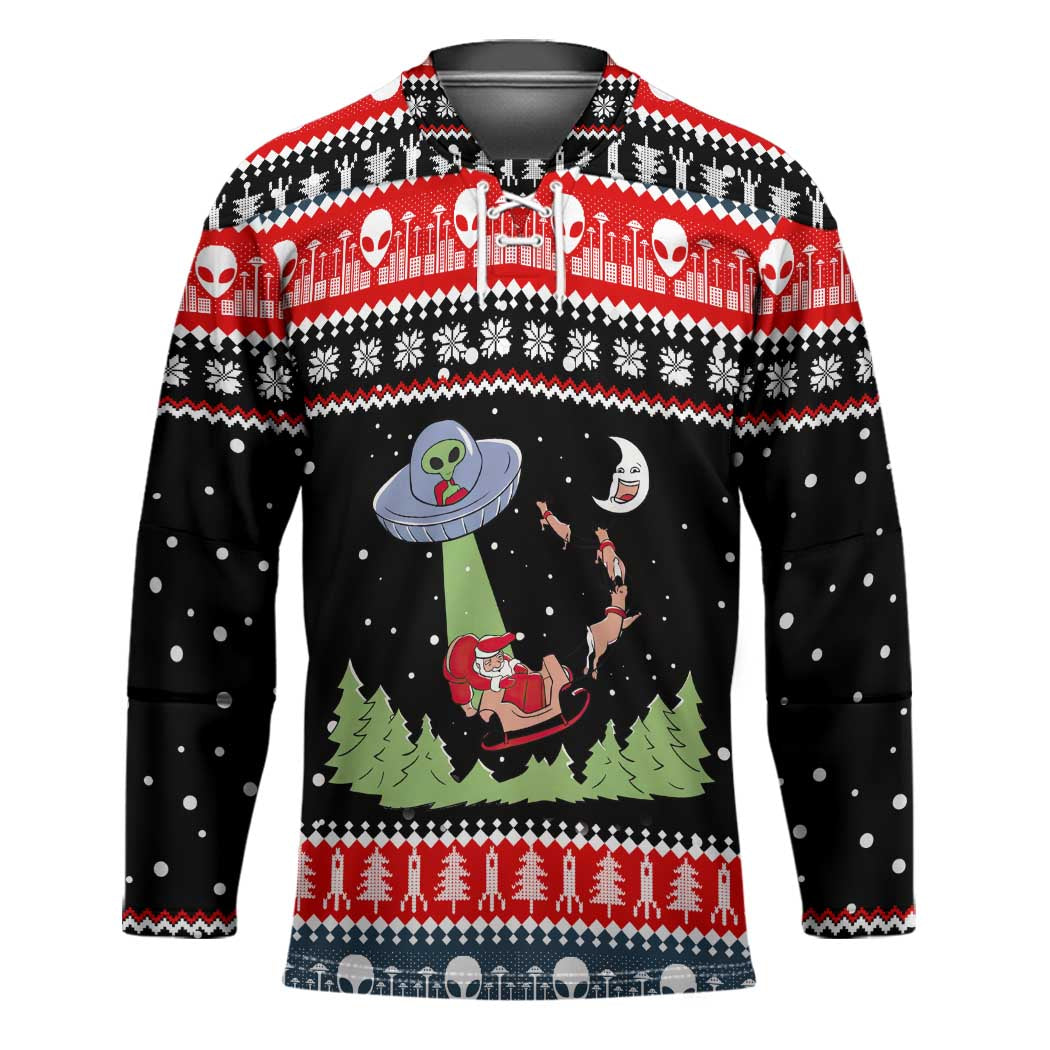 Alien Christmas Hockey Jersey Xmas Holiday Patterns TS04