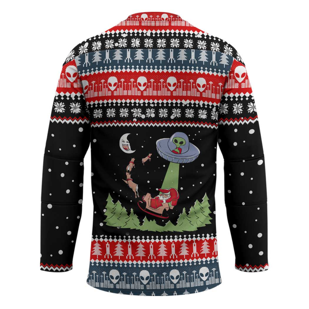 Alien Christmas Hockey Jersey Xmas Holiday Patterns TS04