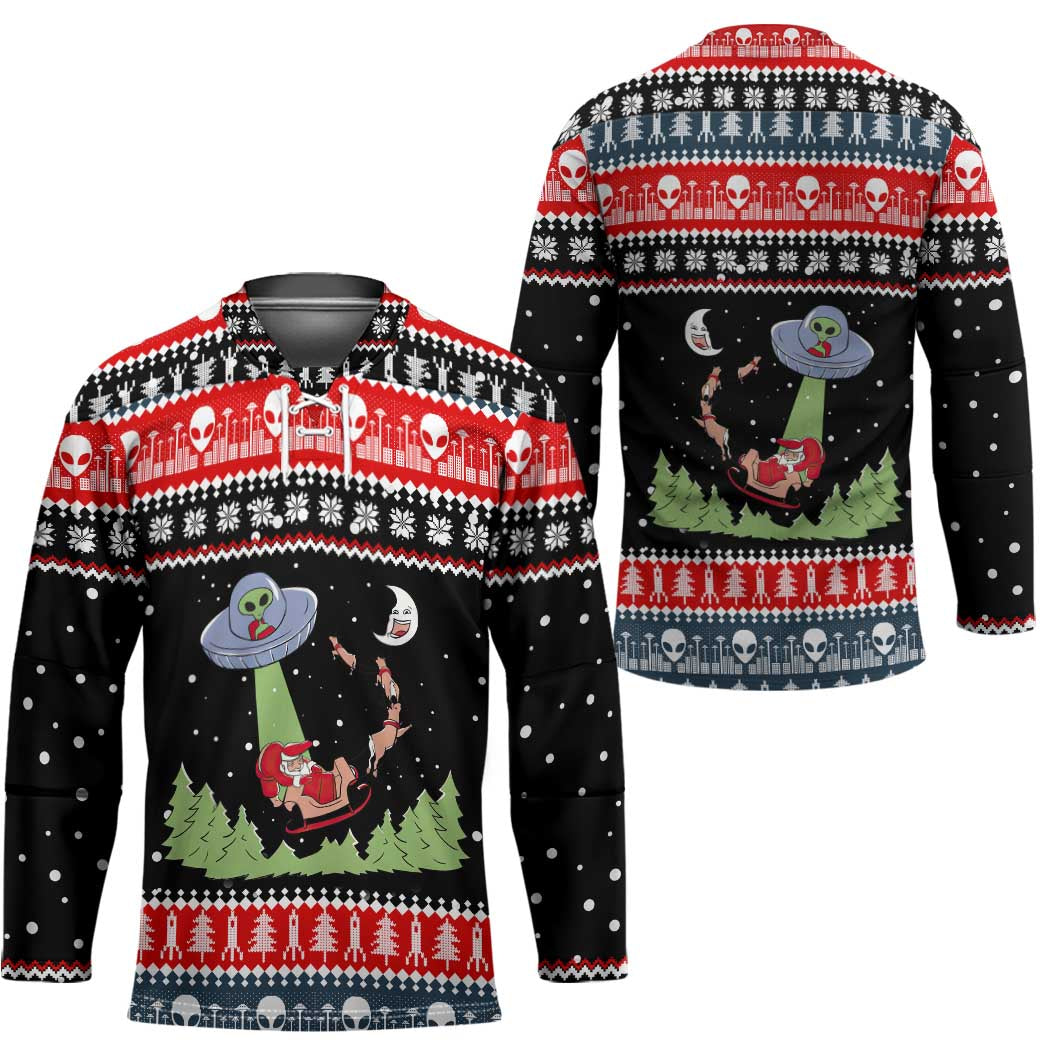 Alien Christmas Hockey Jersey Xmas Holiday Patterns TS04