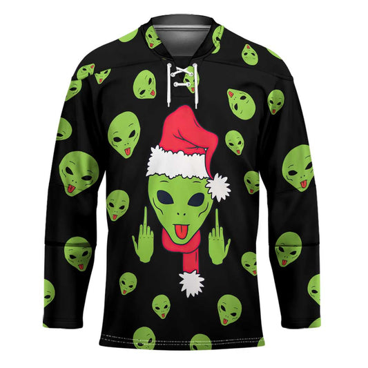 Alien Christmas Hockey Jersey Xmas Holiday Patterns TS04