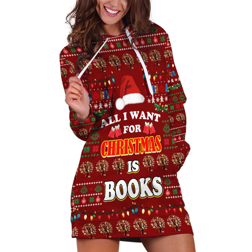 All I Want For Christmas Is Books Christmas Hoodie Dress Xmas Holiday Patterns TS04