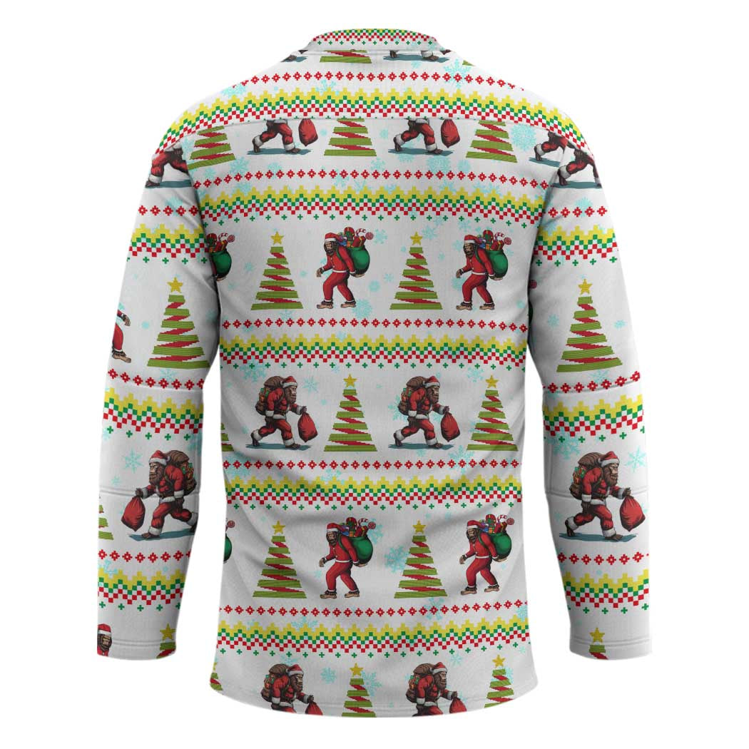 Amazing Bigfoot Christmas Hockey Jersey Xmas Holiday Patterns TS04