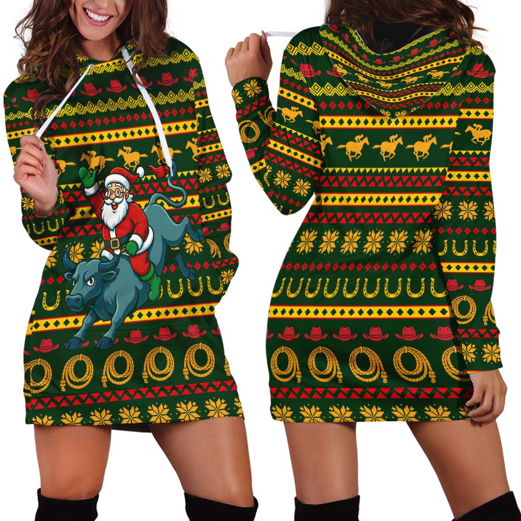 Amazing Cowboy Santa Claus Christmas Hoodie Dress Xmas Holiday Patterns TS04
