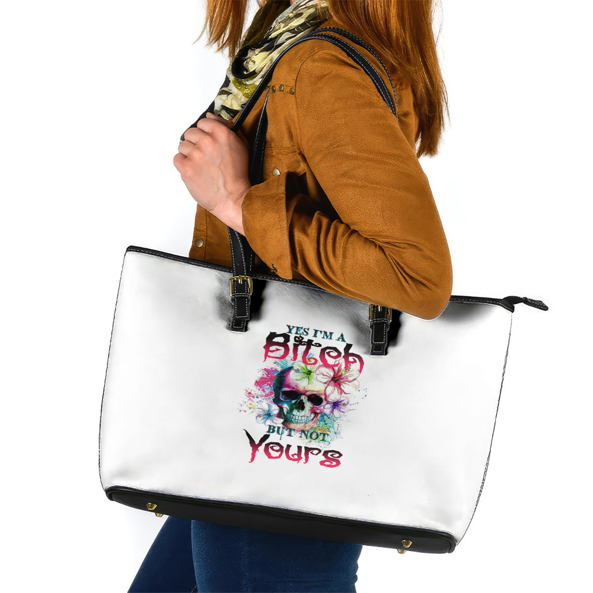 Yes I'm A B But Not Yours Leather Tote Bag TS04