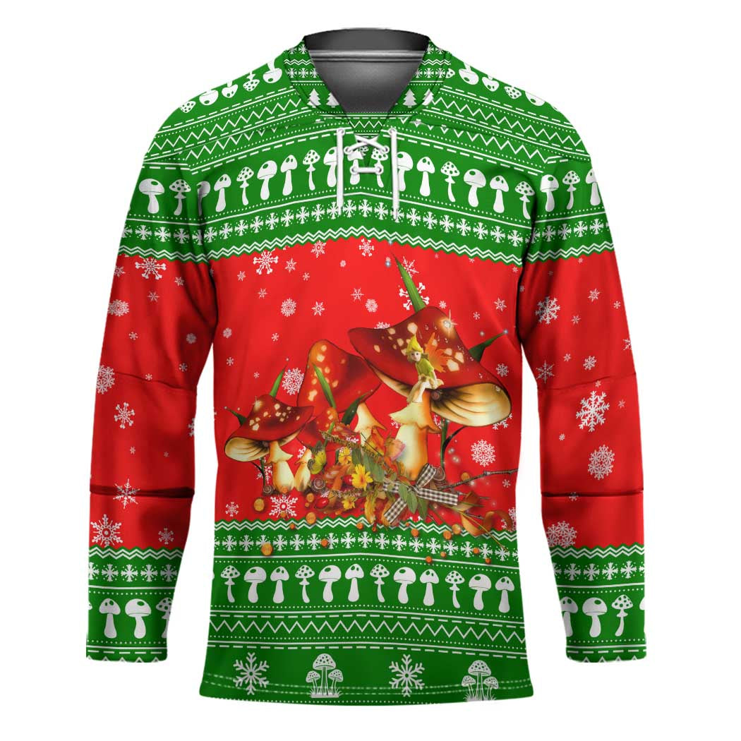 Amazing Mushroom Christmas Yall Christmas Hockey Jersey Xmas Holiday Patterns TS04