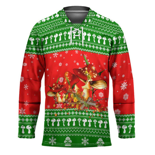 Amazing Mushroom Christmas Yall Christmas Hockey Jersey Xmas Holiday Patterns TS04