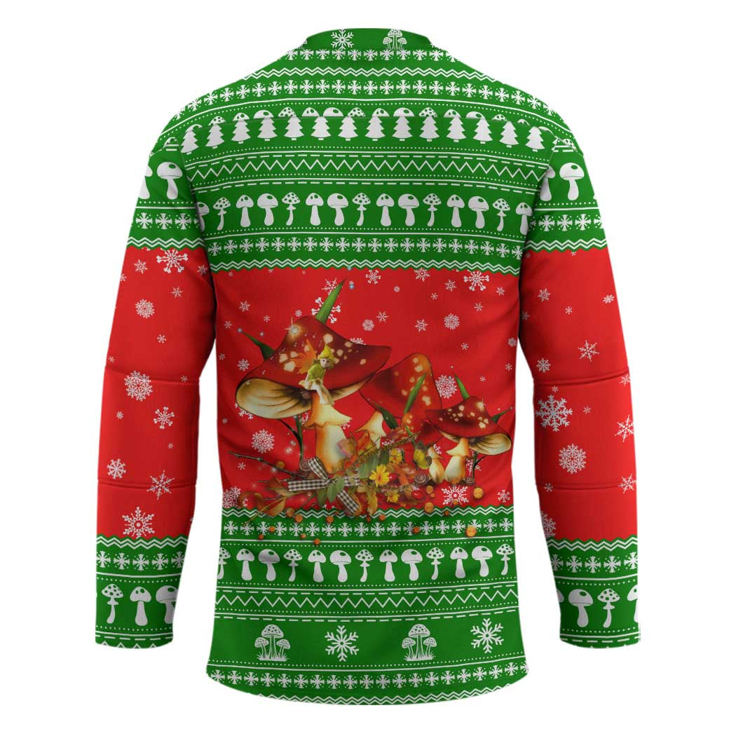 Amazing Mushroom Christmas Yall Christmas Hockey Jersey Xmas Holiday Patterns TS04