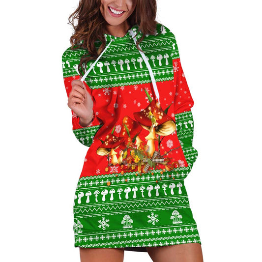 Amazing Mushroom Christmas Yall Christmas Hoodie Dress Xmas Holiday Patterns TS04