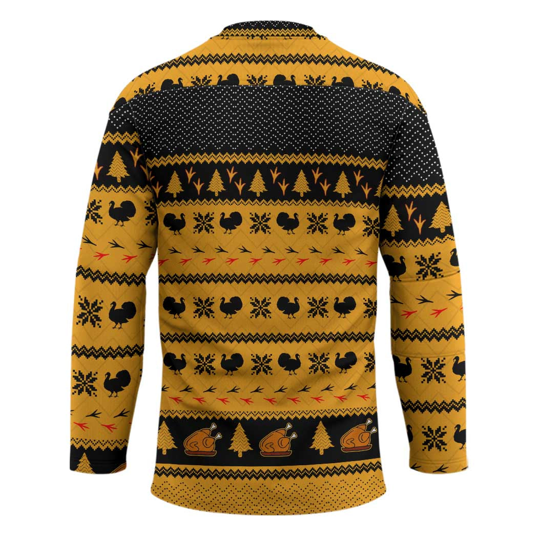 Americans Turkey Hunting Thanksgiving Christmas Hockey Jersey Xmas Holiday Patterns TS04
