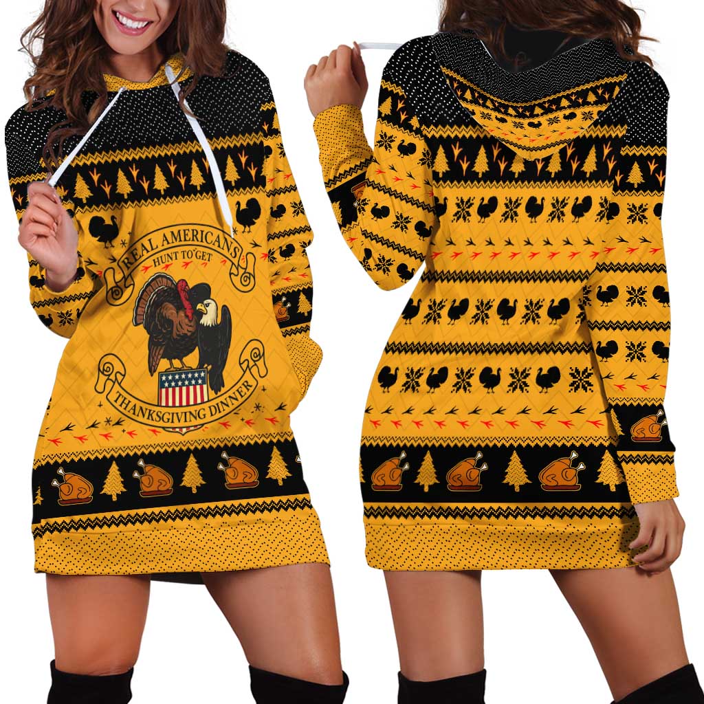 Americans Turkey Hunting Thanksgiving Christmas Hoodie Dress Xmas Holiday Patterns TS04