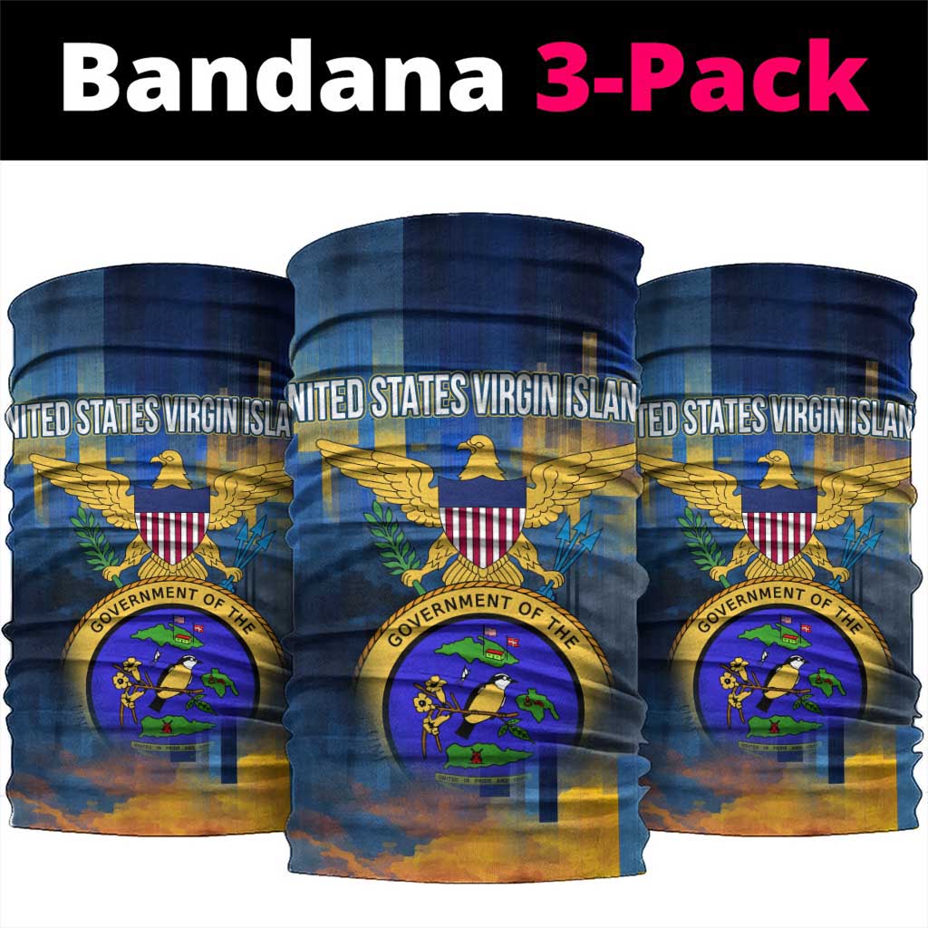 United States Virgin Islands Neck Gaiter with Blue Yellow Government Seal Design and Bald Eagle TS04