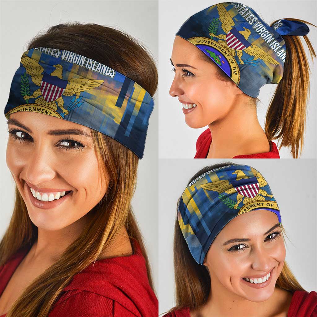 United States Virgin Islands Neck Gaiter with Blue Yellow Government Seal Design and Bald Eagle TS04
