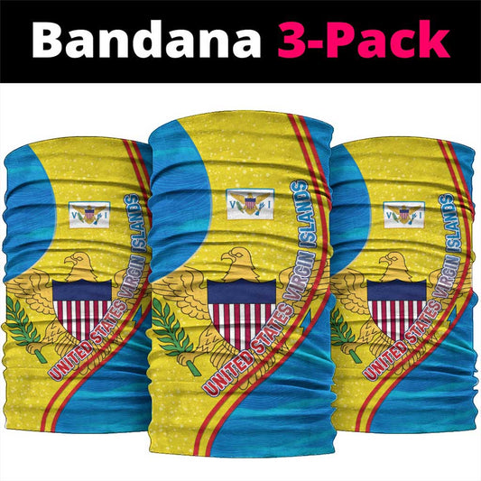 United States Virgin Islands Neck Gaiter with Blue Yellow Wave Design and Island Map Bird TS04
