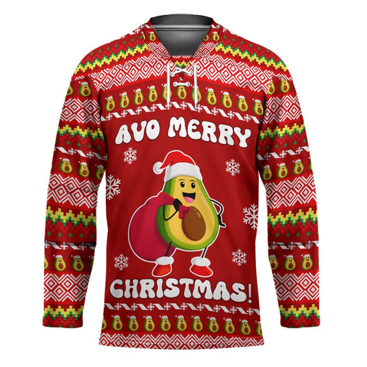 Avo Merry Christmas Hockey Jersey Xmas Holiday Patterns TS04