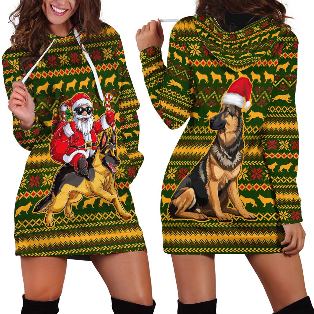 Awesome German Shepherd Dog Santa Claus Christmas Hoodie Dress Xmas Holiday Patterns TS04