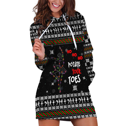 Ballet Pointe Christmas Design Hoodie Dress Xmas Holiday Patterns TS04
